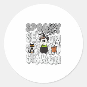 Grappig Gezegde Spooky Seizoen Halloween Cat Ghost Ronde Sticker