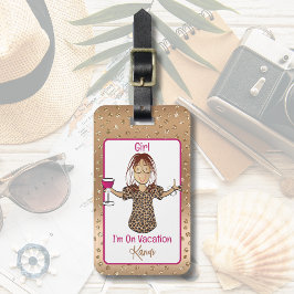 Grappig Gezegde Vrouw Cartoon Vakantie Leuk Glamou Bagagelabel