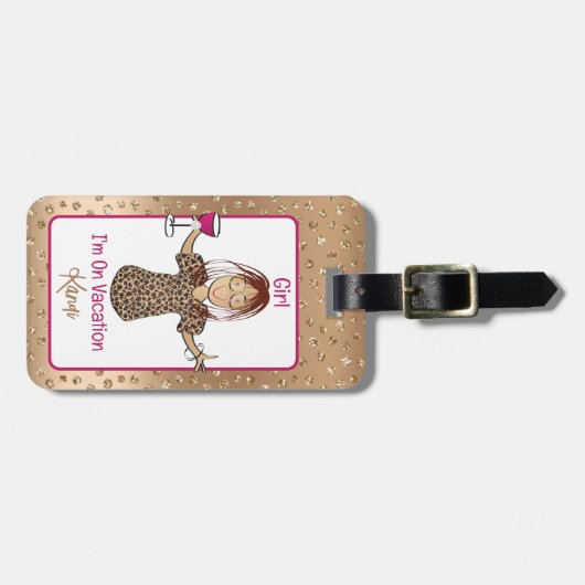 Grappig Gezegde Vrouw Cartoon Vakantie Leuk Glamou Bagagelabel (Voorkant horizontaal)