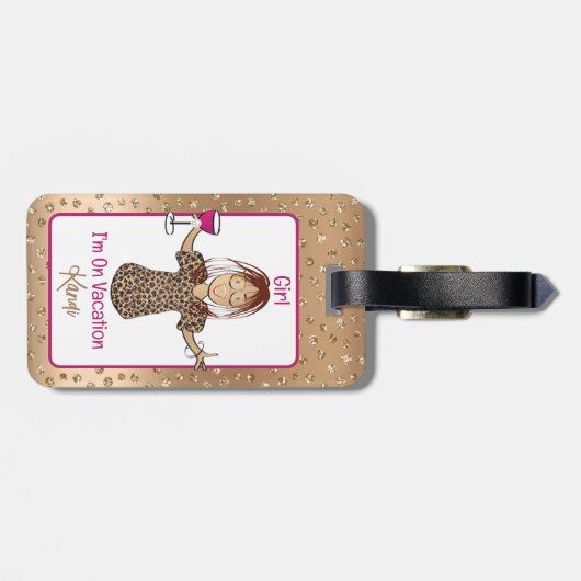 Grappig Gezegde Vrouw Cartoon Vakantie Leuk Glamou Bagagelabel (Achterkant horizontaal)