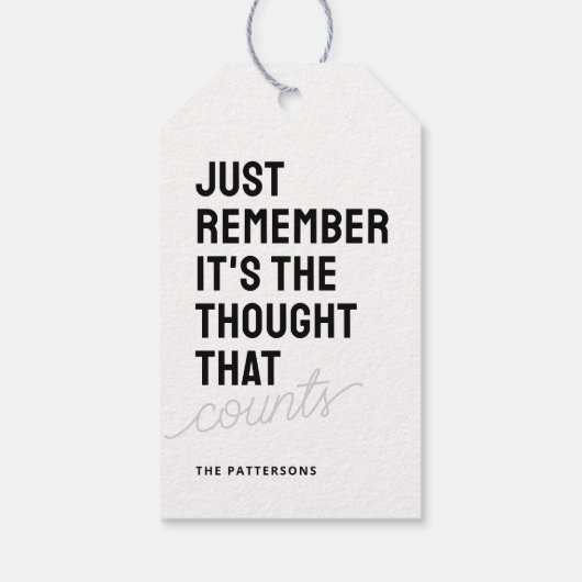 Grappig Gezegde Zwart Wit Kerst Cadeaulabel (Achterkant)