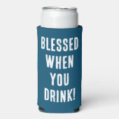 Grappig gezegend wanneer u blauw & witte bruiloft seltzer blikjeskoeler (Seltzer Voorkant)
