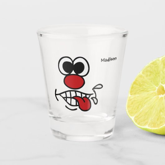 Grappig Gezicht aangepaste naam Shot Glas (Voorkant)