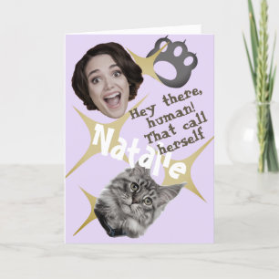 Grappig gezicht   Amusant Wenskaart van je kat Bedankkaart