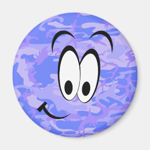 Grappig gezicht camouflage pastel blauw Abstract p Magneet