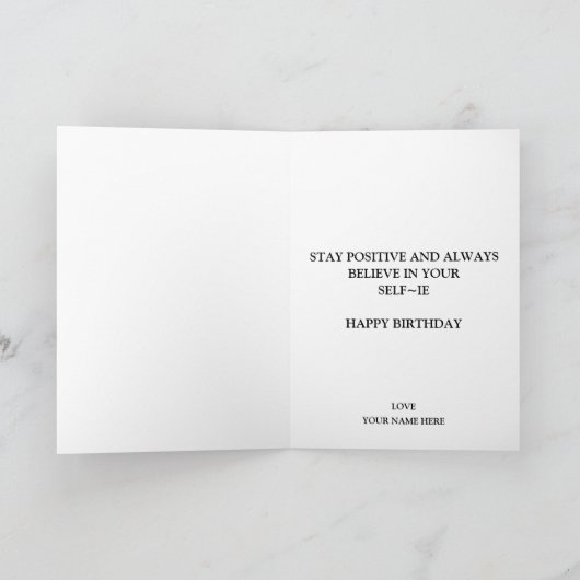 Grappig gezicht close-up selfie foto Happy Birthda Bedankkaart (Binnen)