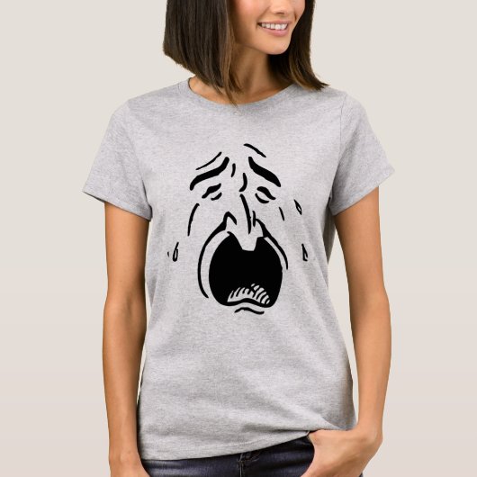Grappig gezicht Crybaby grote mond expressie vrouw T-shirt (Voorkant)