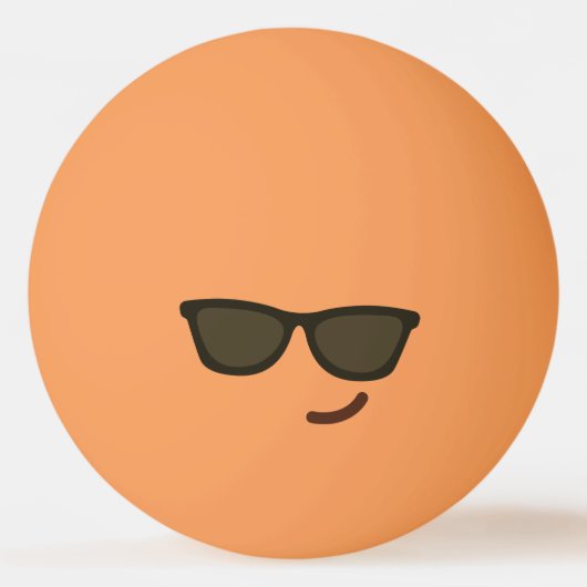 Grappig gezicht. Emoji. Emoticon. Mr Cool. Pingpongbal (Achterkant)