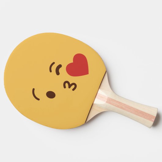 Grappig gezicht. Emoji. Emoticon. Tafeltennisbatje (Zijkant)