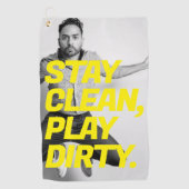 Grappig Gezicht Foto Golf Handdoeken (Voorkant)