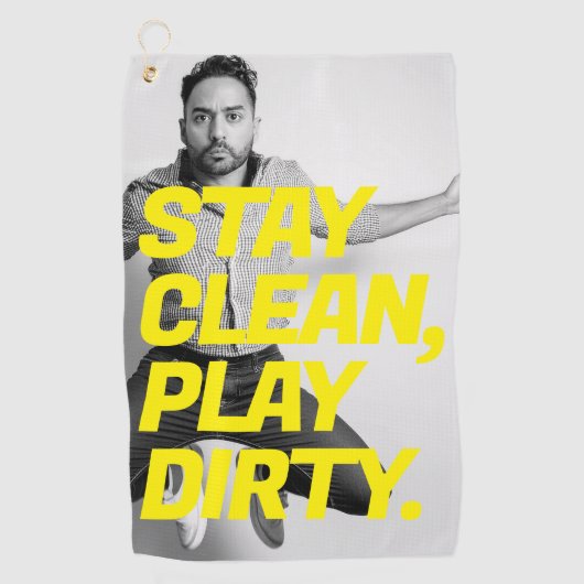 Grappig Gezicht Foto Golf Handdoeken (Voorkant)