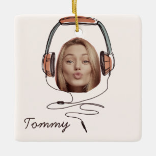 Grappig gezicht Fotonaam Luister naar het Muziek Keramisch Ornament
