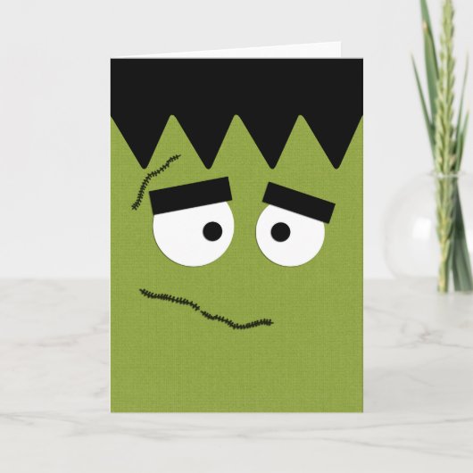 Grappig Gezicht Frankenstein voor Halloween Kaart (Voorkant)