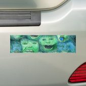 Grappig gezicht. Fun Cartoon Monsters. Groen. Bumpersticker (Op auto)