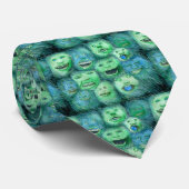 Grappig gezicht. Fun Cartoon Monsters. Groen. Stropdas (Opgerold)