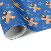 Grappig gezicht gember koekje vrolijk kerstfeest S Cadeaupapier (Rol Hoek)