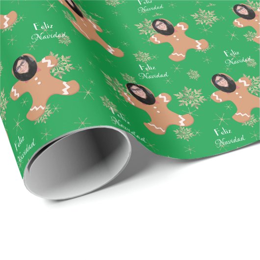 Grappig Gezicht Ginger Cookie Vrolijk Kerstmis Spa Cadeaupapier (Rol Hoek)