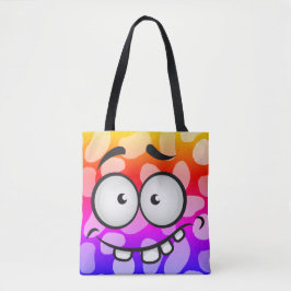 Grappig gezicht glimlachend kleurrijk abstract ora tote bag