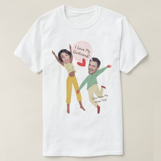 Grappig gezicht-grillig Ik hou van mijn Vriendin F T-shirt (Design voorkant)