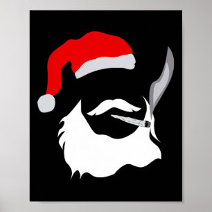 Grappig Gezicht Kerstman Clause Roken Wiet Kerstmi Poster