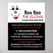 Grappig Gezicht, Kinderentertainer, Clown Reclame Poster (Voorkant)