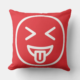 Grappig gezicht lachend humor trendy rood schattig kussen