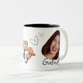 Grappig gezicht | Lachende stemming Leuke foto Kof Tweekleurige Koffiemok (Voorkant rechts)