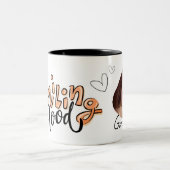 Grappig gezicht | Lachende stemming Leuke foto Kof Tweekleurige Koffiemok (Center)