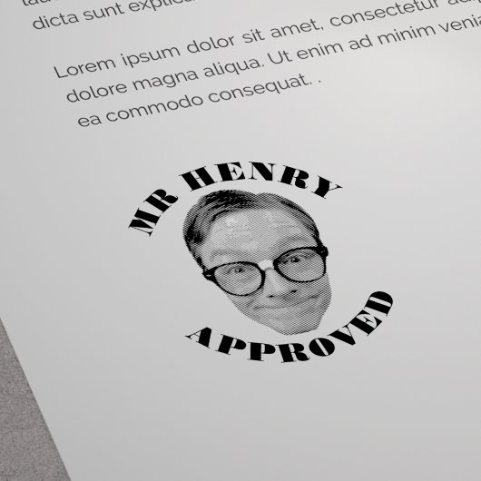 Grappig gezicht leraar goedgekeurd rubberstempel