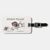 Grappig gezicht | Man Walking a Dog Foto Grappig S Bagagelabel (Voorkant horizontaal)