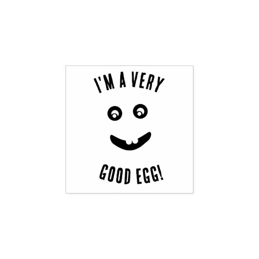 Grappig gezicht met tekst zeer goede eieren rubberstempel (Afrduk)