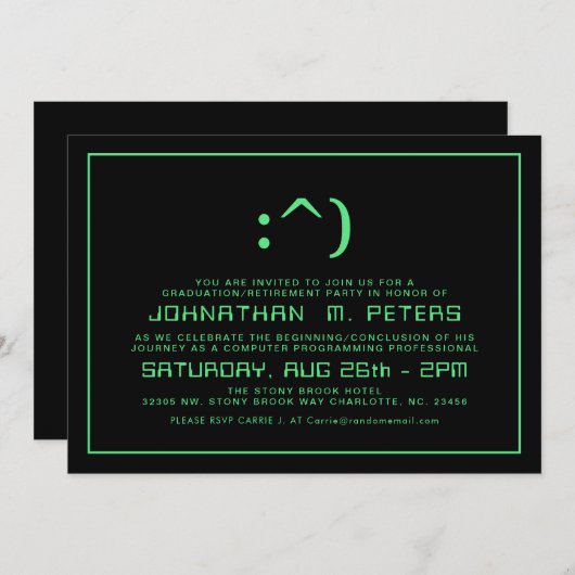 Grappig Gezicht Minimal Programmer Afstuderen Uitn Kaart (Voorkant / Achterkant)