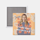 Grappig gezicht | Mooie Bloemenmeisje foto naam Magneet (Voorkant / Achterkant)