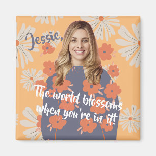 Grappig gezicht Mooie Bloemenmeisje foto naam Magneet