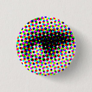 Grappig gezicht oog ronde button 3,2 cm