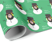 Grappig gezicht Sneeuwman Vrolijk Kerstmis Foto Aa Cadeaupapier (Rol Hoek)