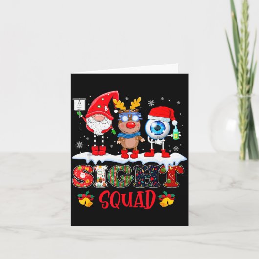 Grappig Gezicht Squad Gnome Rendier Kerstman Kerst Kaart (Voorkant)