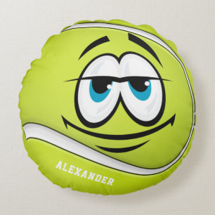 Grappig Gezicht Tennisbal Maak je eigen spelersnaa Rond Kussen