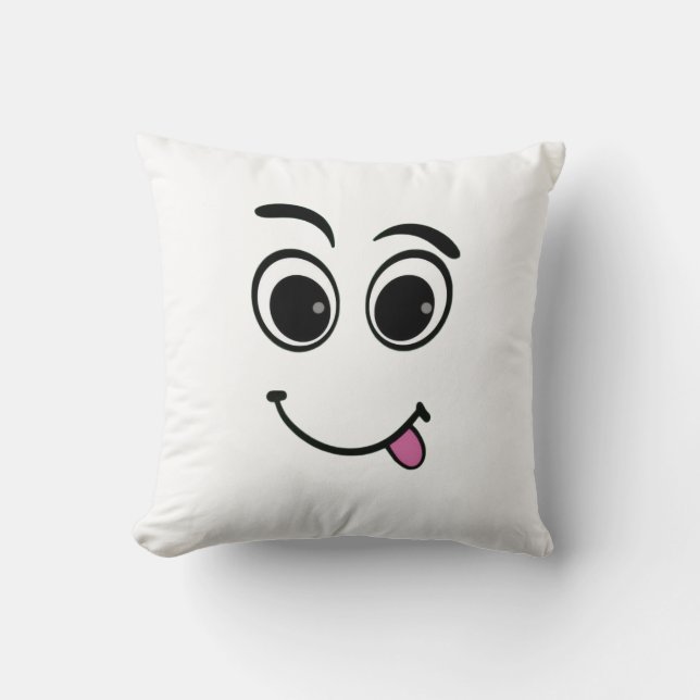 Grappig Gezicht Tong Uit Design Kussen (Voorkant)