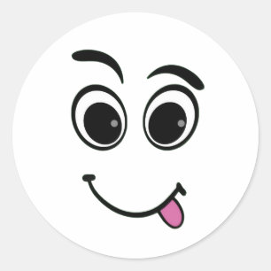 Grappig Gezicht Tong Uit Design Ronde Sticker