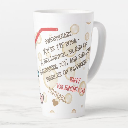 Grappig gezicht | U bent mijn Boba Foto Latte Mok (Rechterhoek)