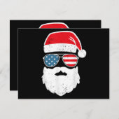 Grappig gezicht van de Kerstman Zonnebril Patriott Feestdagenkaart (Voorkant / Achterkant)