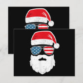 Grappig gezicht van Kerstman Zonnebril Patriottisc Feestdagenkaart (Voorkant / Achterkant)