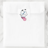 grappig gezicht vierkante sticker (Tas)