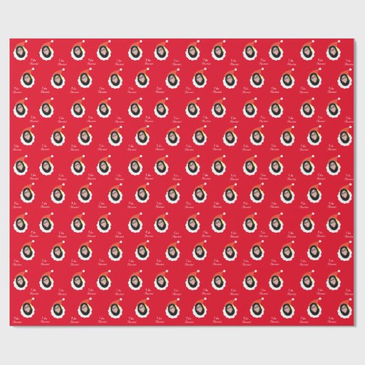 Grappig gezicht Vrolijk kerstfeest in het Spaans F Cadeaupapier (Vlak)