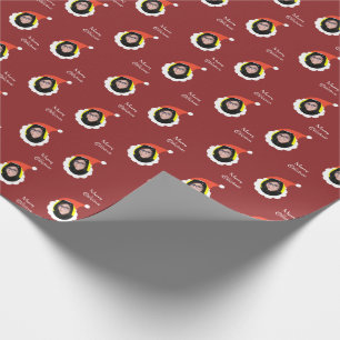 Grappig gezicht Vrolijk Kerstmis Foto Aangepast Cadeaupapier