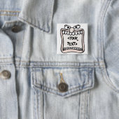 Grappig Gezicht, <YOUR TEXT> Vierkante Button 5,1 Cm (In situ)