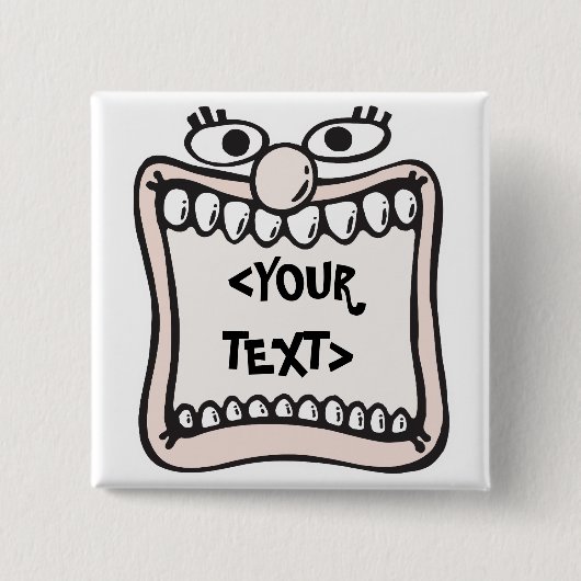 Grappig Gezicht, <YOUR TEXT> Vierkante Button 5,1 Cm (Voorkant)