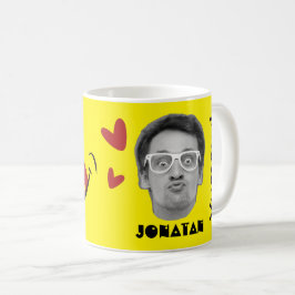 Grappig gezicht | Yummy Smile Fun Yellow Foto Mok