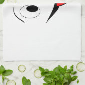 Grappig gezicht - zwart en rood. theedoek (Gevouwen)